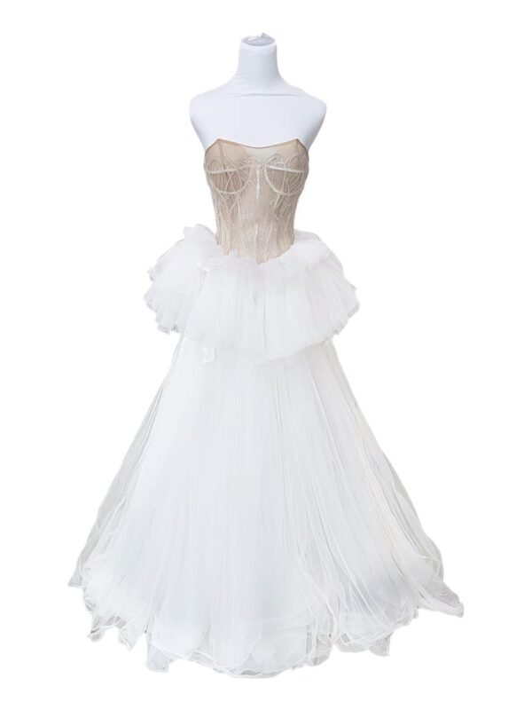 Light-Colored Strapless Ballet-Inspired Gown
