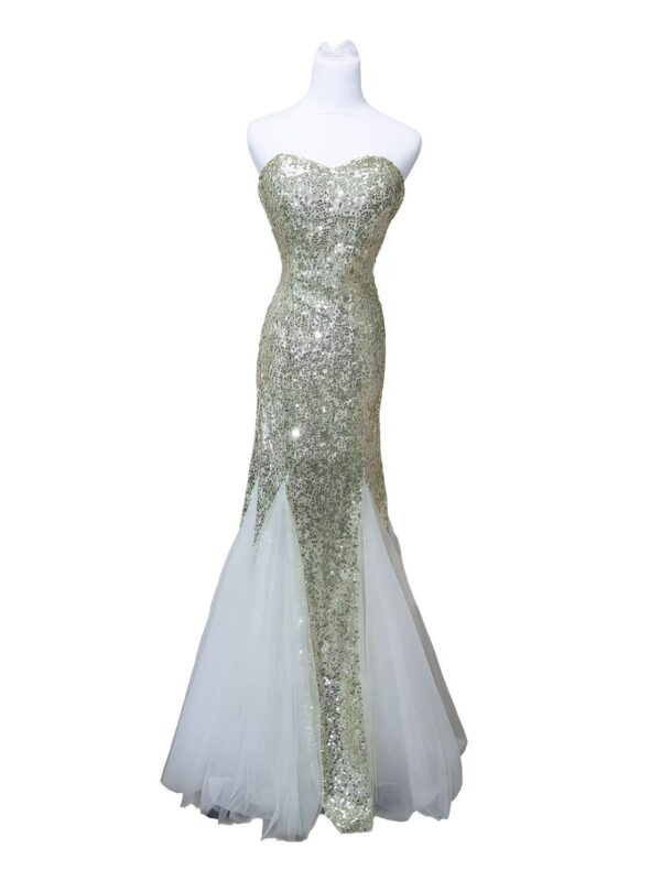 Golden Glitter Strapless Mermaid Gown