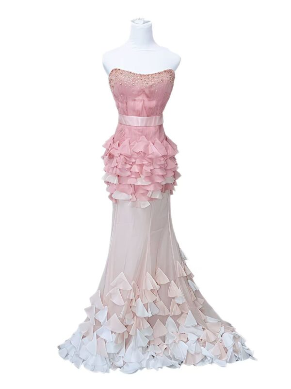 Pink Strapless Fashion Mermaid Gown