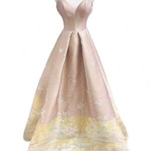 Pink Princess Gown with White Embroidery