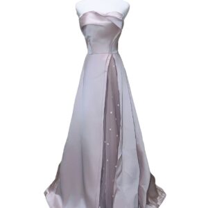 Lilac Satin Strapless Gown
