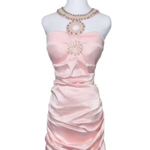 Pink Pearl Halter Mini Dress