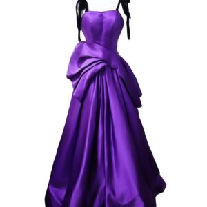 Deep Purple Satin Evening Gown