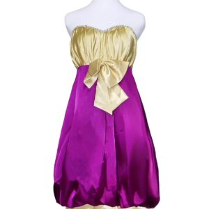 Inspired Yellow & Purple Strapless Mini Dress